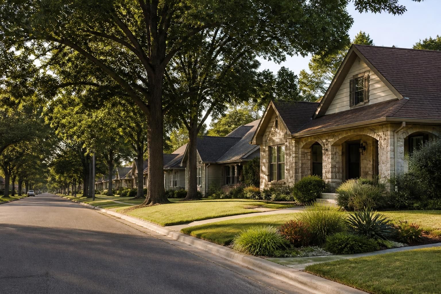 Peaceful Brownwood residential street with well-maintained homes.