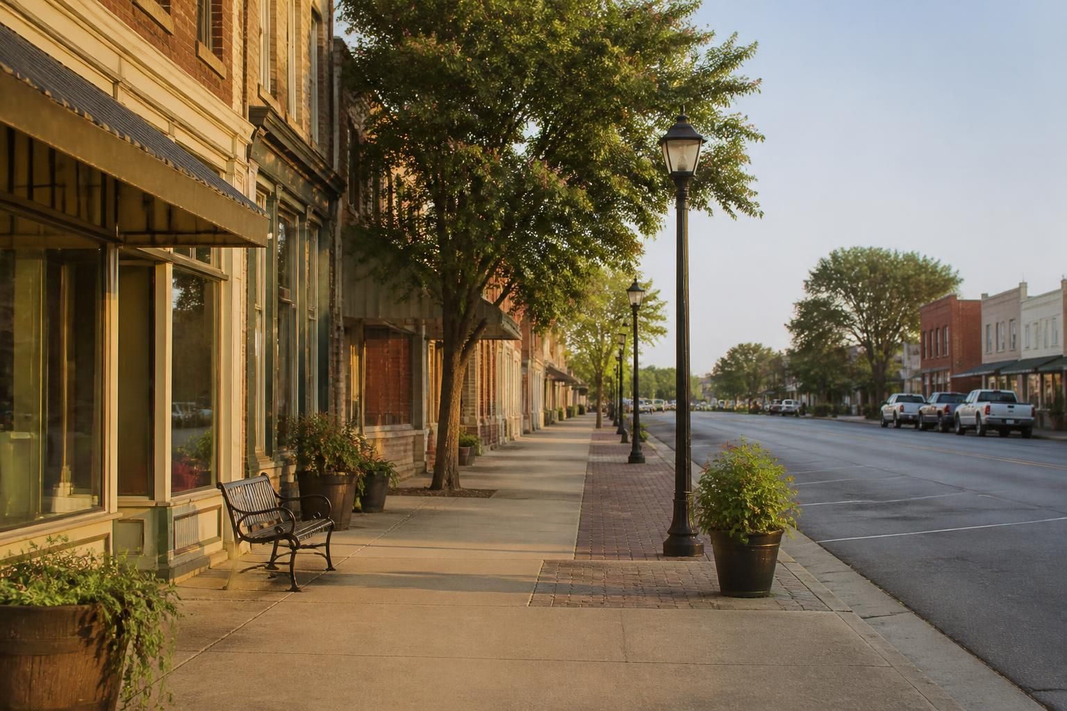 Welcoming Cisco commercial district with classic storefronts.