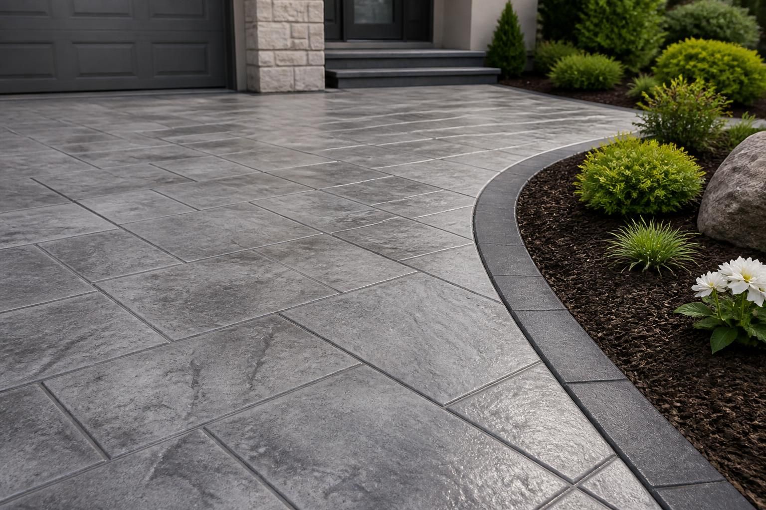 Finished concrete patio with smooth clean edges.
