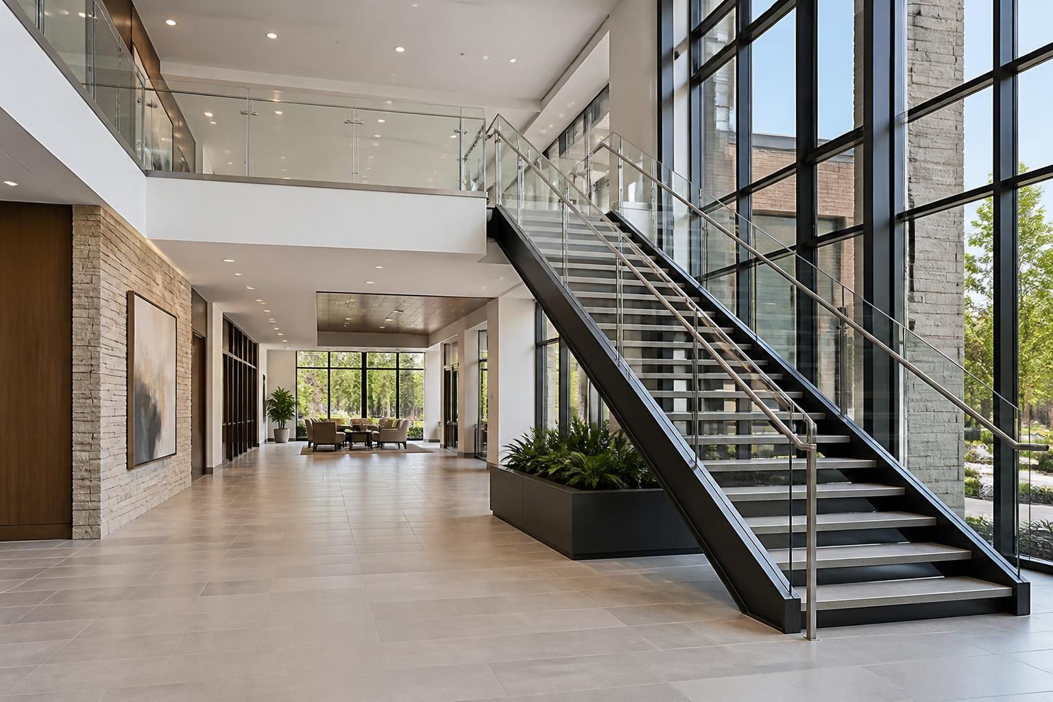 Completed construction project area with clean professional finishes.