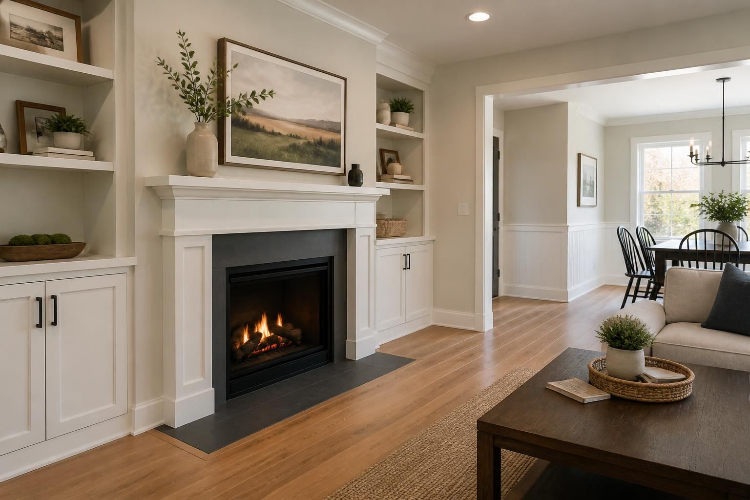 Freshly remodeled residential living space with clean finishes.