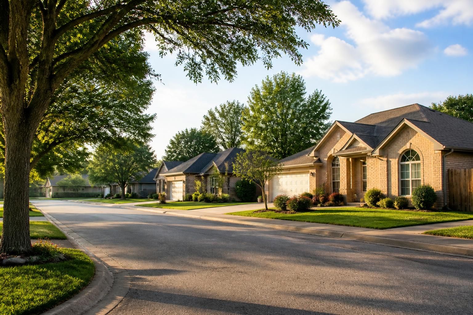 Quiet Sweetwater neighborhood with well-kept homes and warm light.
